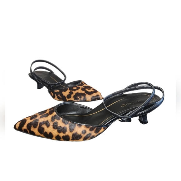 Vionic Jaynda Leopard Print Leather Calf Hair Pointed Toe Kitten Heels Size 8 - Picture 6 of 8
